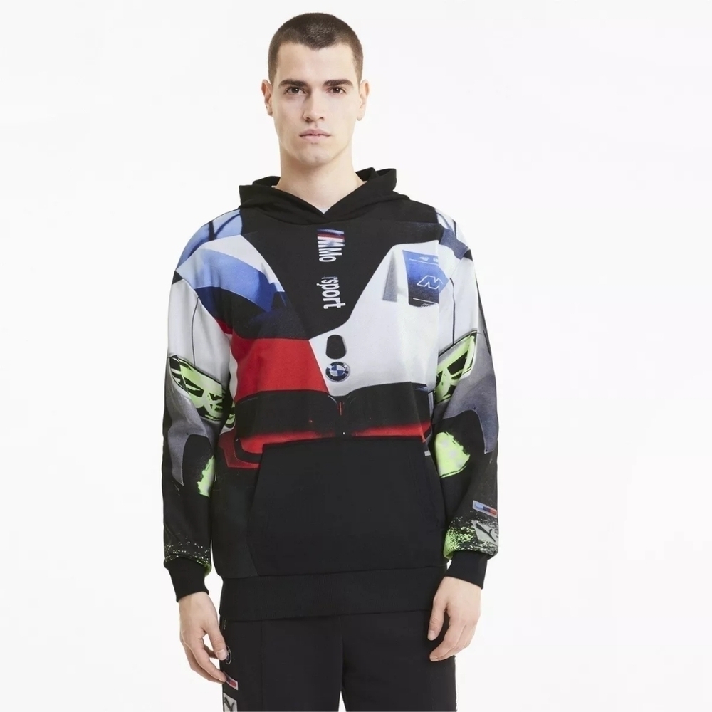 Puma Bmw Motorsport Street Pullover Hoodie Mens Large New 597972-01
